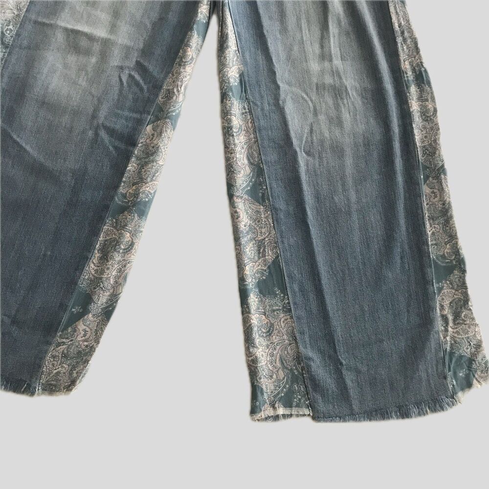 Lucky Brand Blue Wide Leg Jeans Low Rise Frayed Paisley Denim Women's 26 - Picture 4 of 9
